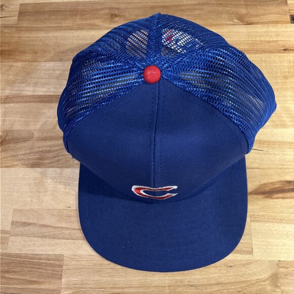 VTG Chicago Cubs Logo Snapback Trucker Hat Blue Baseball MLB Twins - Picture 6 of 9